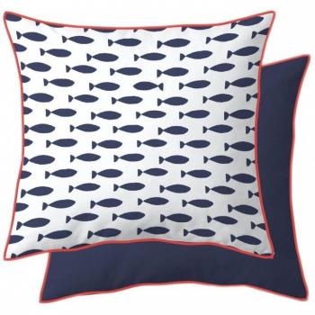 Coussin bleu et blanc Fishy