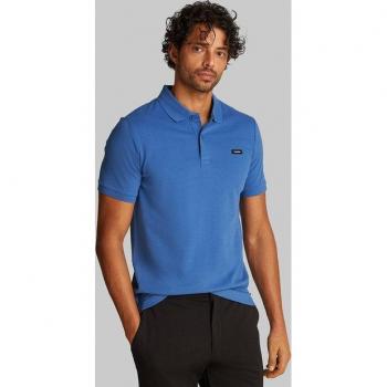 Polo Calvin Klein Manica Corta Pique Slim Button Blu Dutch M