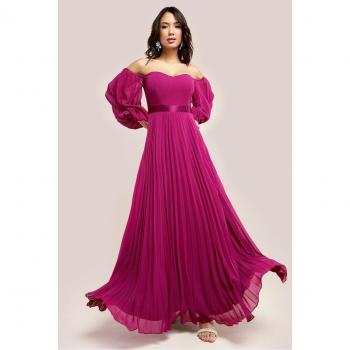 Chiffon Bardot Elegance – Magenta