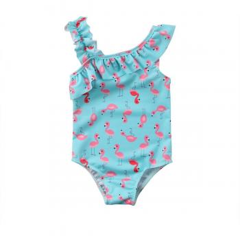 Girls Ruffled Flamingo Swimwear