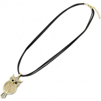 Sautoir Chouette Glamour Doré et Noir