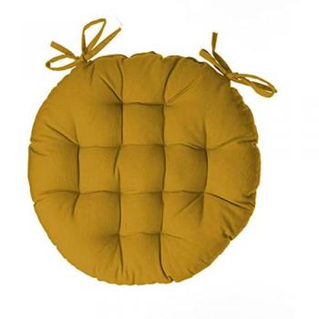 Coprisedia rotondo in cotone giallo senape D38 cm Atmosphera Créateur d'Intérieur
