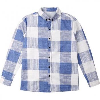 Men's Classic Plaid Check Cotton Linen Shirt