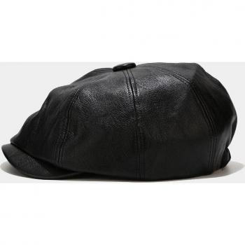 Gorra casual de cuero PU para mujer