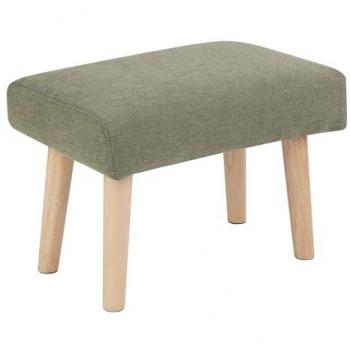 Green Upholstered Footstool with Wooden Legs