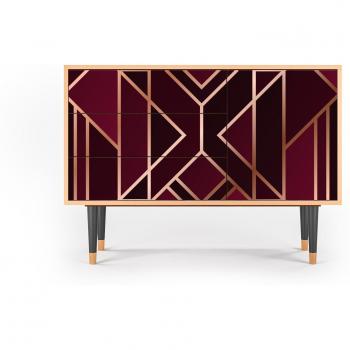 Buffet avec 1 Porte et 3 Tiroirs Bordeaux 115 cm