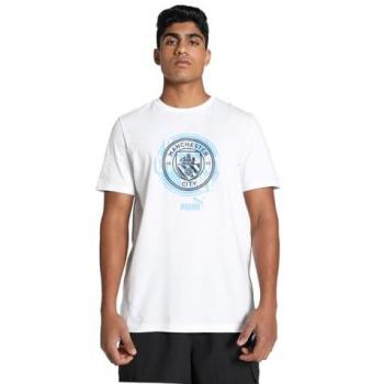 PUMA Herren T-Shirt Manchester City – Weiß, XL, 75 % Baumwolle/25 % Polyester Rippe