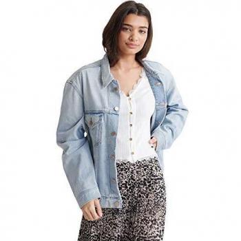 Veste Boyfriend Trucker Superdry, Jean, Bleu (Light Indigo Vintage O3o), M Femme
