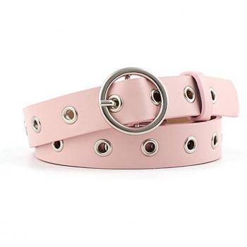 Anillo cinturón de cuero con hebilla metálica redonda, diseño punk