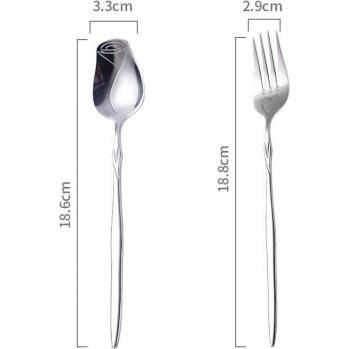 Rose Gold Flower Design Fork and Spoon Set