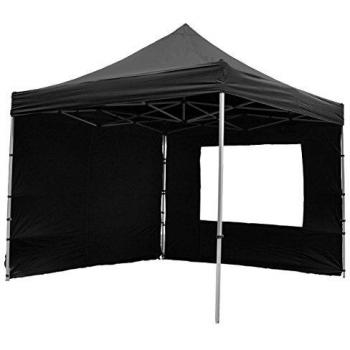 PROFI Falt Pavillon 3x3 m schwarz 4 Seitenteile wasserdicht Festzelt Marktzelt