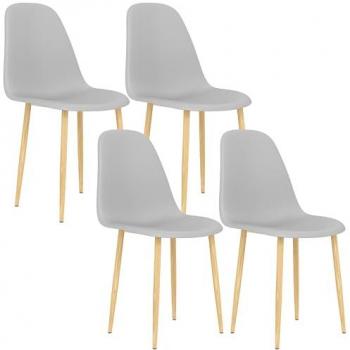 Steel Frame Dining Chairs, Curved Back, 4‑Piece Grey Set