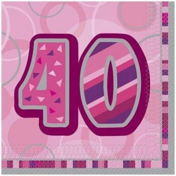 Servilletas Glitz Rosa 40 Aniversario – Pack 16