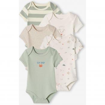 Groupe VERTBAUDET – 5 Bodies Bébé à Manches Courtes Vert Turquoise