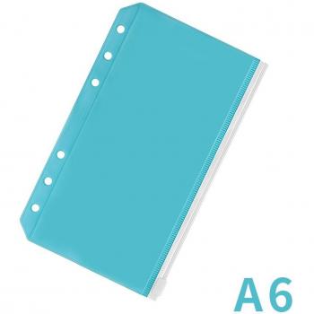 PVC 6-Ring Binder Folder with Zipper Pouch for A5/A6