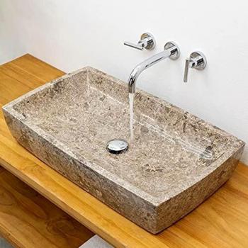 Wohnfreuden Marmor Waschbecken MARA 70 cm mit Hahnloch