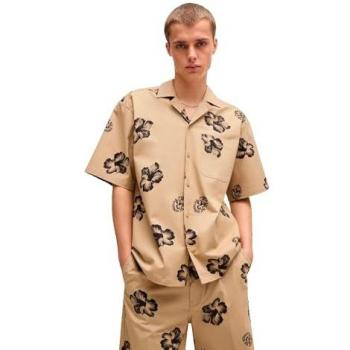 HUGO Relaxed Fit Hemd Eligino in Beige