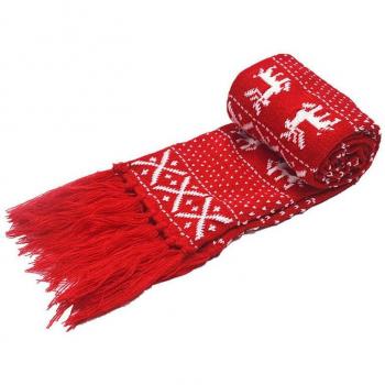 Chal de Navidad de Reno para amantes, bufanda de punto negra y roja, con borlas largas YG492