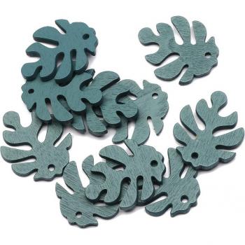 30Pcs 24x30mm Leaf Shape Wood Charms for Jewelry