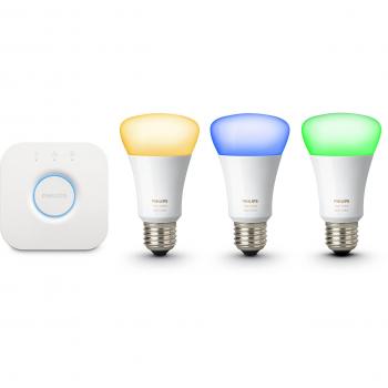 Philips Hue White & Color Starter Kit E27 – Bridge und 3 RGB‑LEDs