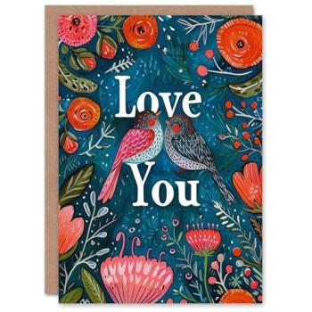 Wife’s Special Day Lovebird & Flower Tribute Card