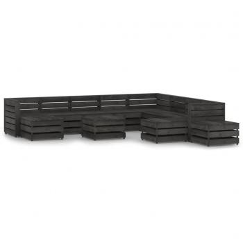 Set de jardín 12 pzas en madera de pino tratada gris