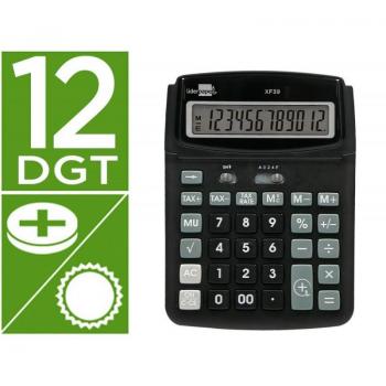 Calculadora sobremesa XF39 12 dígitos solar y pilas color negro 190x140x32 mm 40% reciclado