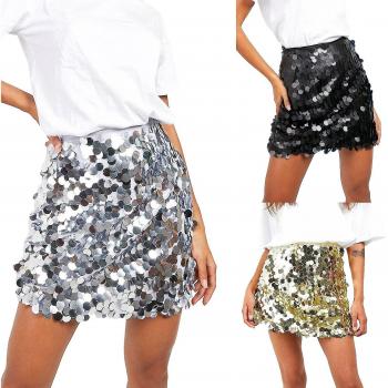 Falda Ajustada Destello Plateado