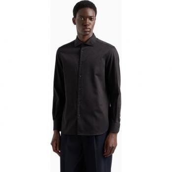 Camisa de hombre Emporio Armani en algodón manga larga fit regular