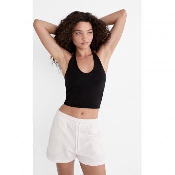 Plush Short – Stradivarius, Ecru, XL, Drawstring