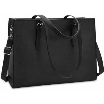 NUBILY Shopper Handtasche Damen Schwarz Leder Umhängetasche