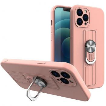 Samsung Galaxy A73 Pink Ring Style Silicone Case, Finger Grasp & Stand