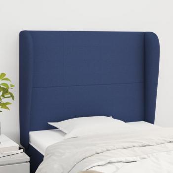 VidaXL Cabecero con orejas de tela azul 93x23x118/128 cm