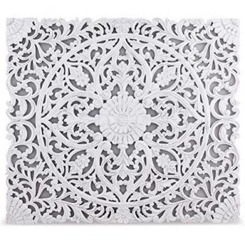 Queen Tête de Lit Menzzo Flora Bois Blanc