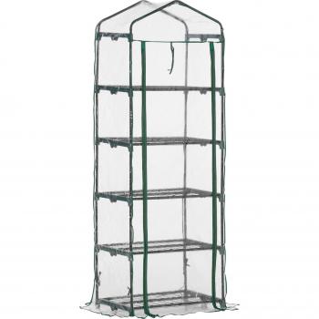 Invernadero de Jardín Outsunny 5 Estantes de Alambre Tipo Caseta de Acero 69x49x193 cm