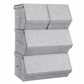 Récipient de conservation SONGMICS gris, empilable, 4 pièces – Résistance 10 kg