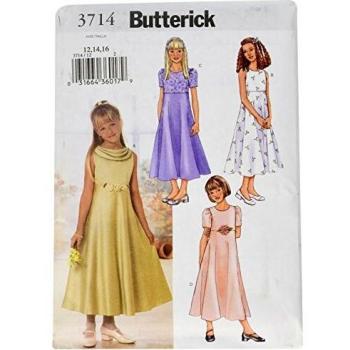 Butterick Junior Girls Dress Pattern Size 12-14-16, White Fabric Option