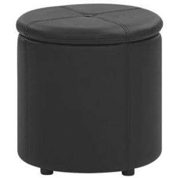 Glamour Pouf Schwarz Kunstleder mit Stauraum