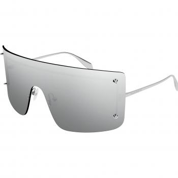 Alexander McQueen Unisex Sunglasses AM0412S 006 Silver Metal Mirror