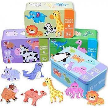 Animal Kingdom Wooden Puzzle Tins
