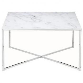 Couchtisch 80x80 Marmor Optik Glastisch Sofatisch Wohnzimmer Tisch
