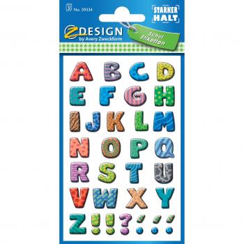 10 x Z-Design Sticker 76x12mm Papier 3 Bogen Motiv Buchstaben bunt