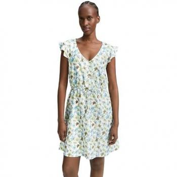 Tom Tailor Denim Offwhite Minikleid mit Muster, Größe L