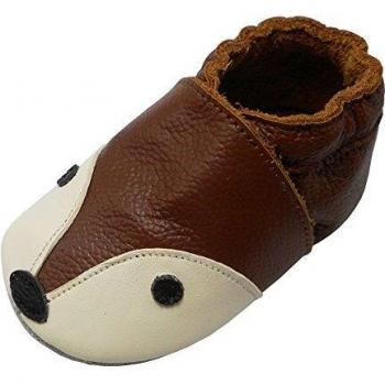 YIHAKIDS Chaussures Premiers Pas Bébé Cuir Doux Renard Marron