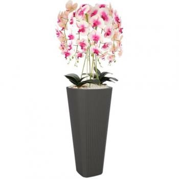 Moule à plantes contemporain, finition mat, diamètre 39 cm, couleur anthracite