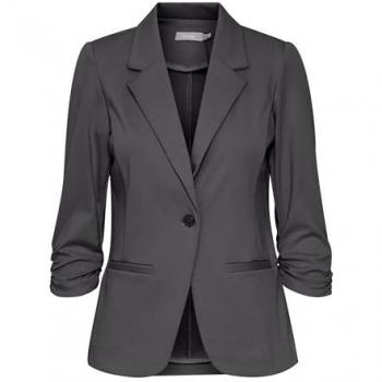 Fransa Damen Kurzblazer FRZablazer mit Stretch, gerafften Ärmeln und Taschen in Grau (Asphalt) Größe L
