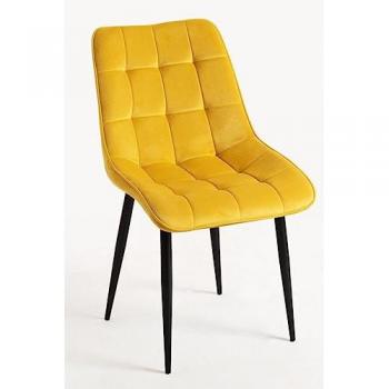 Silla de Comedor en Terciopelo Amarillo