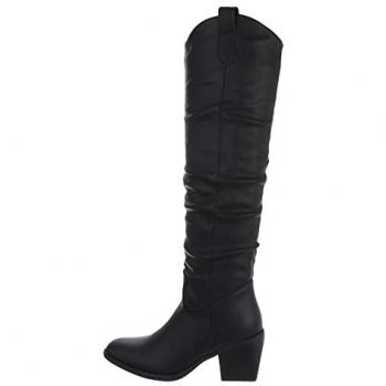 Ital-Design Biker‑Cowboystiefel Damen – Schwarz