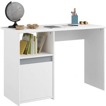 Escritorio Germain con Diseño Funcional en Blanco Mate y Gris, 110 cm