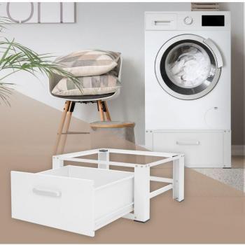 Base di Acciaio Bianco Ml‑design 63x54 cm con Cassetto e Supporto 150kg